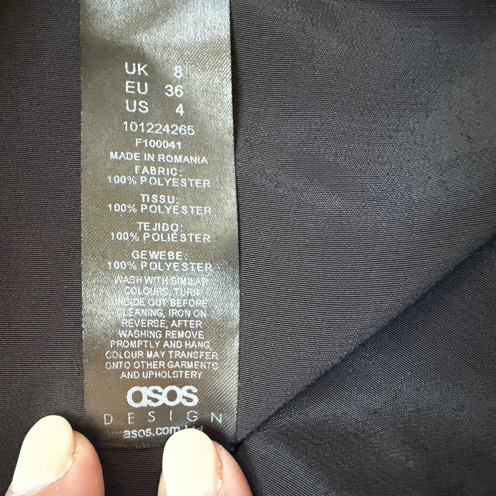 ASOS Design V Neck Kimono Sleeve Jumpsuit Women 4 Black Wide Leg Empire Waist - Picture 8 of 9